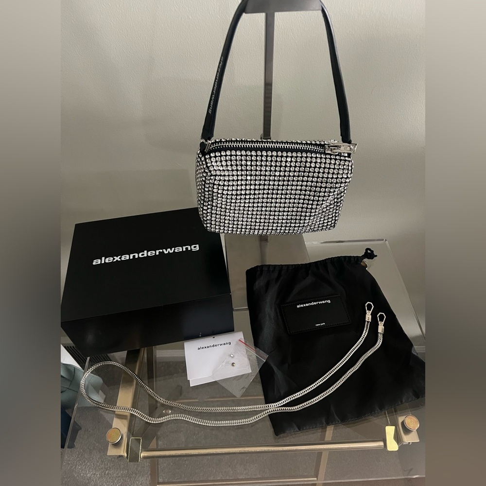 Alexander Wang Black Crystal-Embellished Mini Shoulder Bag
